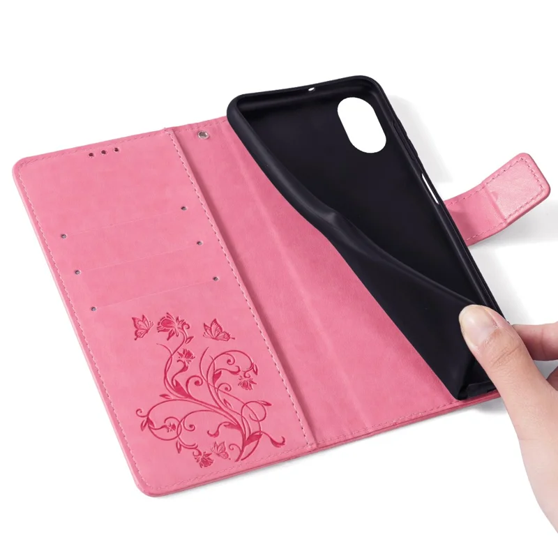 For Huawei nova 12 5G Case PU Leather Stand with Strap Butterfly Flower Wallet Cover - Pink