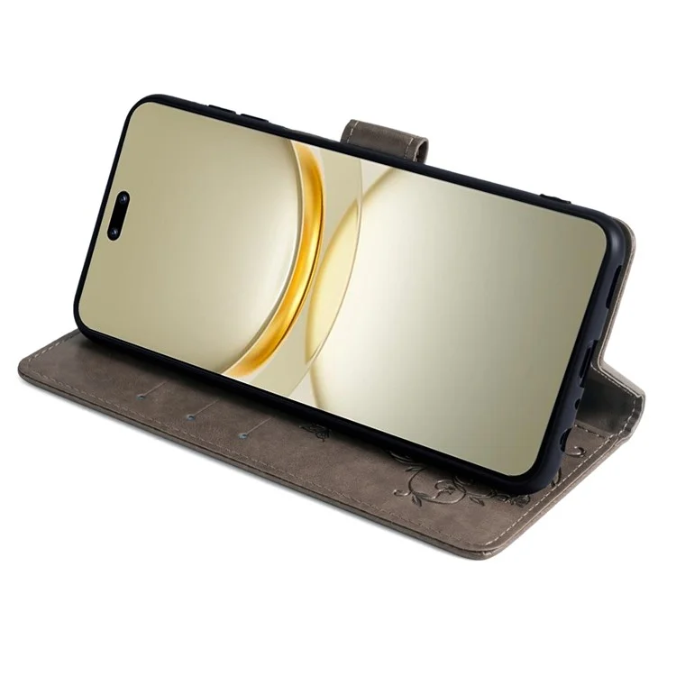 Para Huawei nova 12 Pro 5G / nova 12 Ultra 5G Funda Mariposa Flor Impresa Funda Protectora de Cuero Plegable - Gris