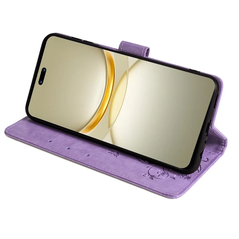 Per Huawei nova 12 Pro 5G / nova 12 Ultra 5G Custodia Farfalla Fiore Impresso Custodia Protettiva in Pelle - Viola