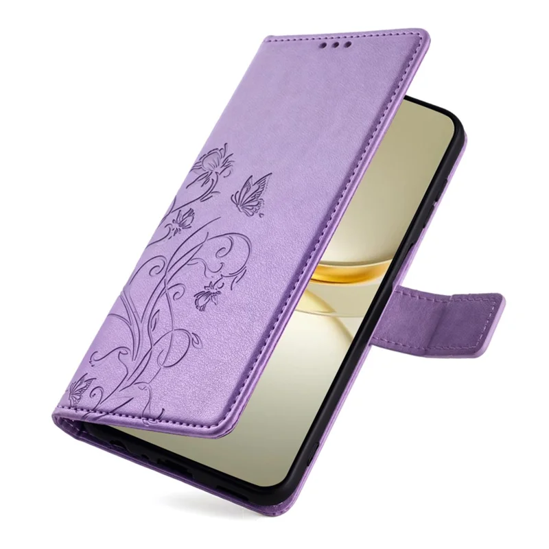 Per Huawei nova 12 Pro 5G / nova 12 Ultra 5G Custodia Farfalla Fiore Impresso Custodia Protettiva in Pelle - Viola