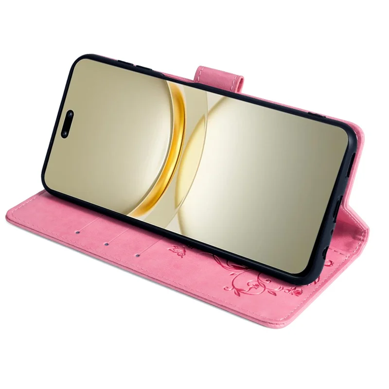 For Huawei nova 12 Pro 5G / nova 12 Ultra 5G Case Butterfly Flower Imprinted Leather Flip Protective Cover - Pink