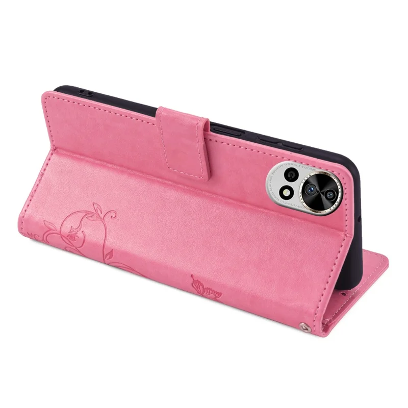 For Huawei nova 12 Pro 5G / nova 12 Ultra 5G Case Butterfly Flower Imprinted Leather Flip Protective Cover - Pink