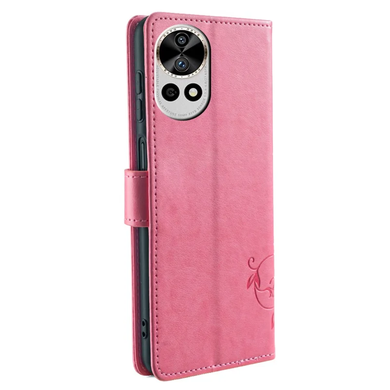 For Huawei nova 12 Pro 5G / nova 12 Ultra 5G Case Butterfly Flower Imprinted Leather Flip Protective Cover - Pink