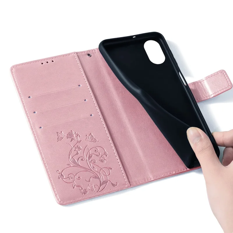 For Huawei nova 12 Pro 5G / nova 12 Ultra 5G Case Butterfly Flower Imprinted Leather Flip Protective Cover - Rose Gold