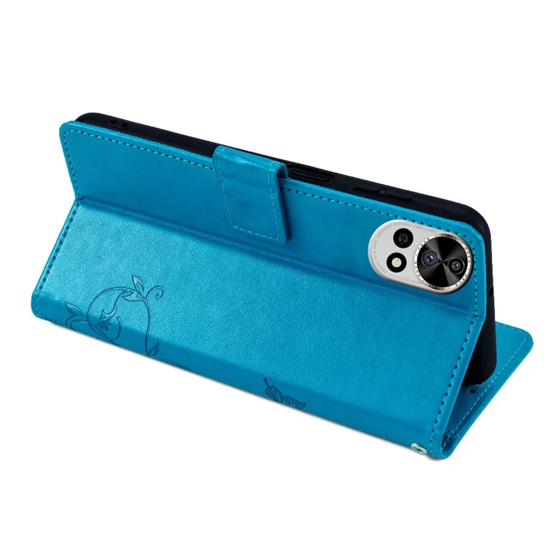 For Huawei nova 12 Pro 5G / nova 12 Ultra 5G Case Butterfly Flower Imprinted Leather Flip Protective Cover - Blue