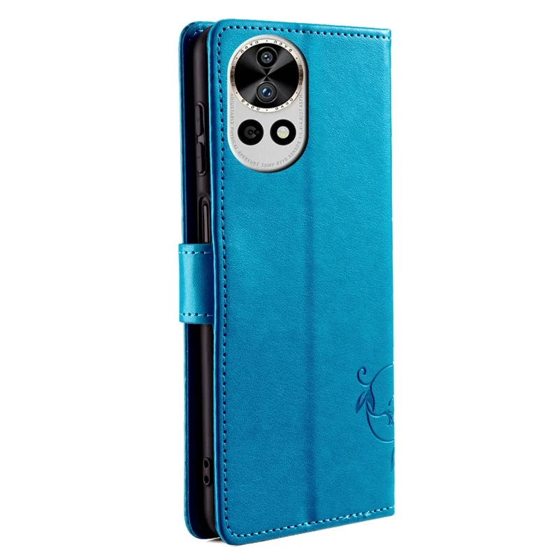 For Huawei nova 12 Pro 5G / nova 12 Ultra 5G Case Butterfly Flower Imprinted Leather Flip Protective Cover - Blue