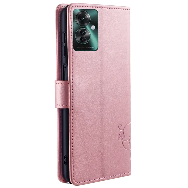 For Oppo Reno11 F 5G Case PU Leather Stand Function Butterfly Flower Pattern Phone Cover - Rose Gold