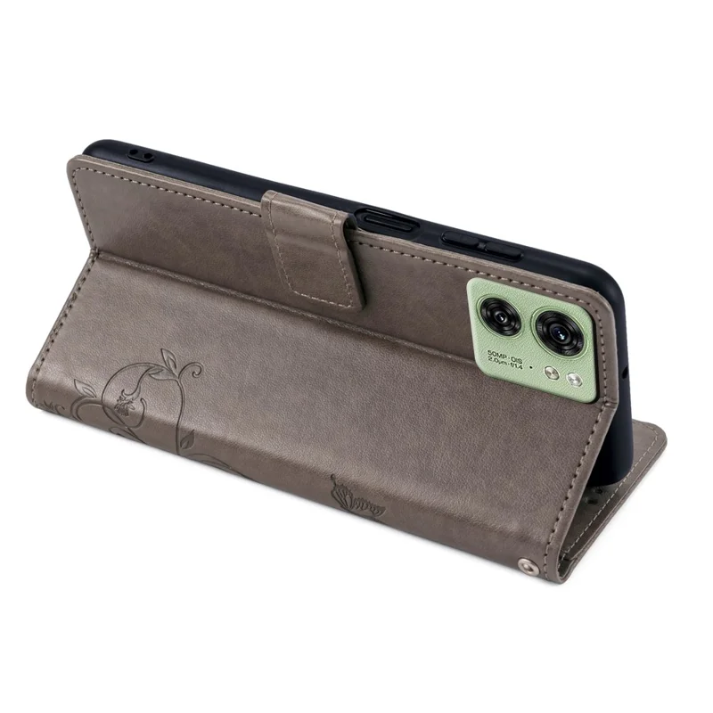 For Motorola Edge 40 5G Wallet Case PU Leather Butterfly Flower Phone Cover Online Shopping Wholesale - Grey