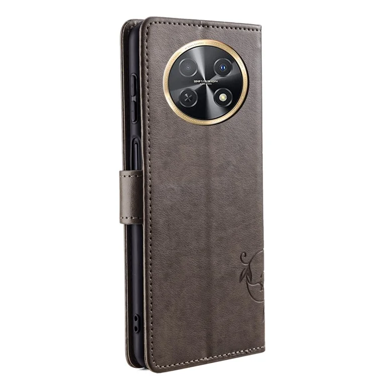 For Huawei Enjoy 60X Case PU Leather Butterfly Flower Wallet Phone Cover Mobile Spares Wholesale - Grey