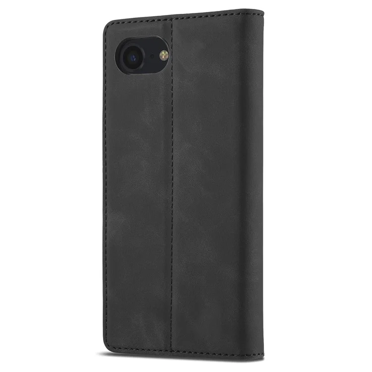 LC.IMEEKE Чехол для iPhone SE (2024) Scratch-proof Microfiber Leather Magnetic Closing Phone Cover - Черный