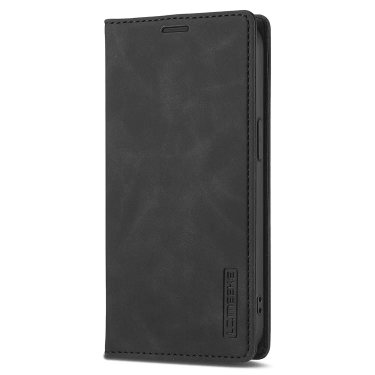 LC.IMEEKE Чехол для iPhone SE (2024) Scratch-proof Microfiber Leather Magnetic Closing Phone Cover - Черный