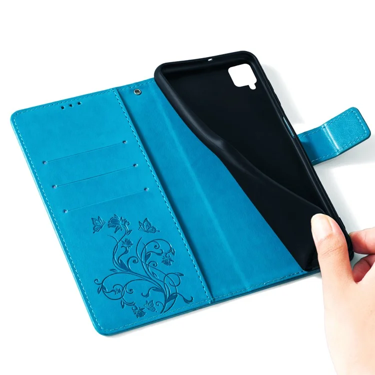 Pour Samsung Galaxy F62 / M62 Coque Stylish Imprimée Housse de Téléphone en Cuir PU avec Support Portefeuille - Bleu