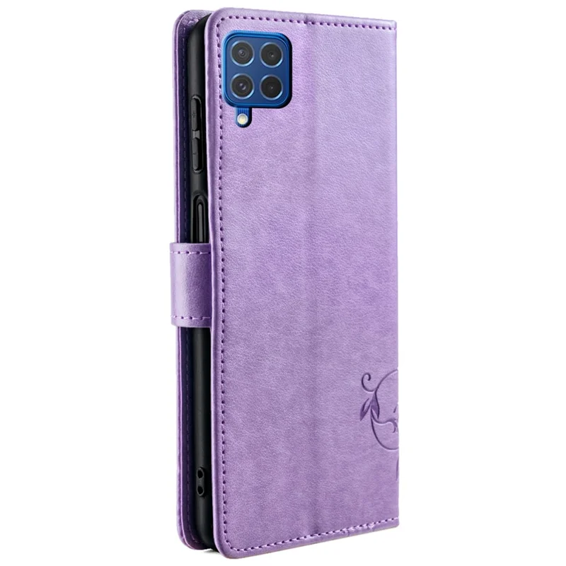 Für Samsung Galaxy F62 / M62 Hülle Stilvolle geprägte PU-Leder-Handy-Hülle mit Geldbörse und Ständer - Lila