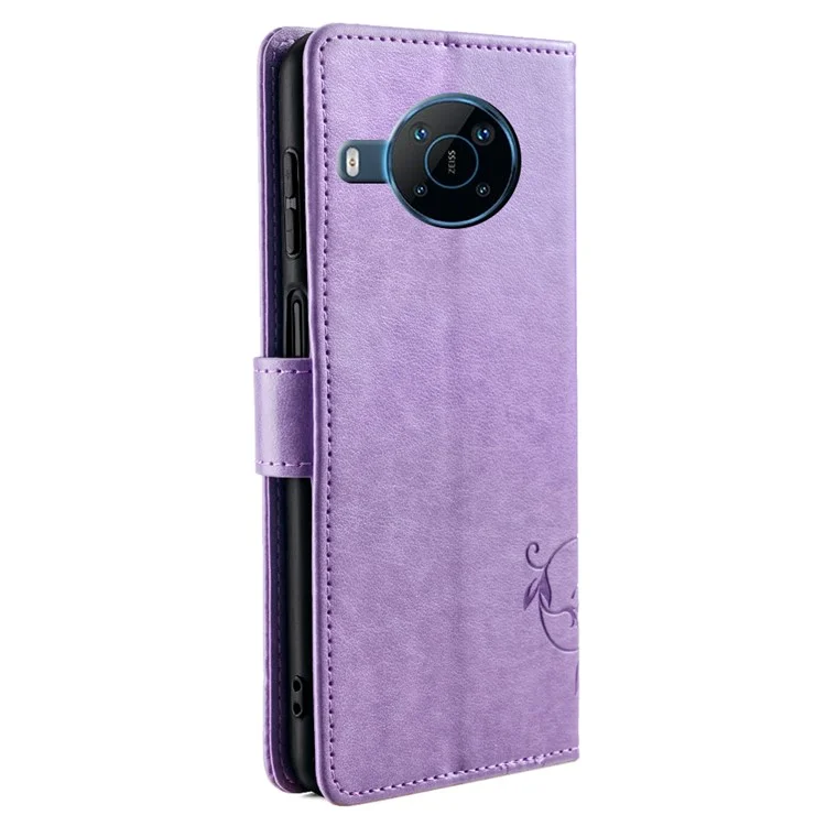 Per il caso del telefono del portafoglio Nokia X100 5G Butterfly Flower PU Leather Cover Online Shopping Wholesale - Viola