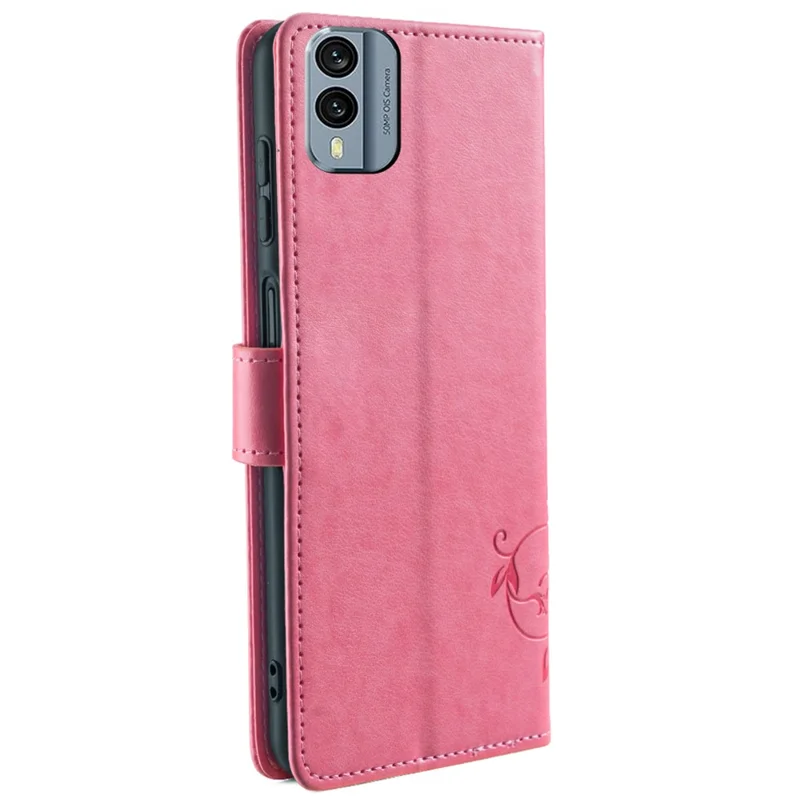 Per Nokia X30 5G Custodia con Cinturino Portafoglio Flip in Pelle PU Fiore di Farfalla Cover per Telefono - Rosa