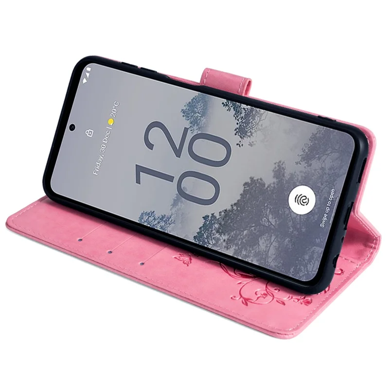 Per Nokia X30 5G Custodia con Cinturino Portafoglio Flip in Pelle PU Fiore di Farfalla Cover per Telefono - Rosa
