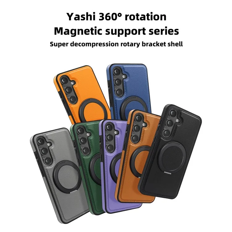Pour Samsung Galaxy S24 Magnetic Phone Case Drop-proof Leather+PC+TPU Kickstand Cover - Gris