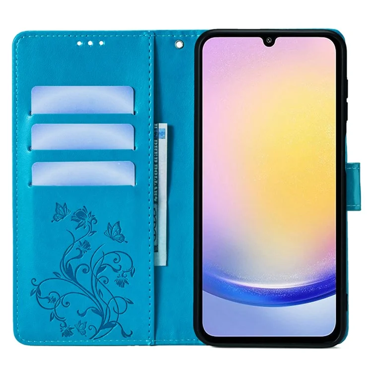 For Samsung Galaxy A72 5G / 4G Case Butterfly Flower PU Leather Cell Phone Shell Online Shopping Wholesale - Blue