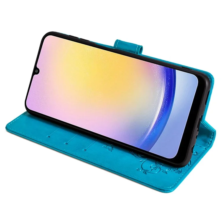 For Samsung Galaxy A72 5G / 4G Case Butterfly Flower PU Leather Cell Phone Shell Online Shopping Wholesale - Blue