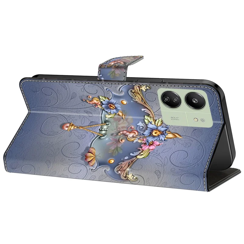For Xiaomi Redmi 13C 4G / 13C 5G / Poco C65 4G / Poco M6 5G / 13R 5G Case Pattern PU Leather Card / Cash Slots Phone Cover - Carving Flower