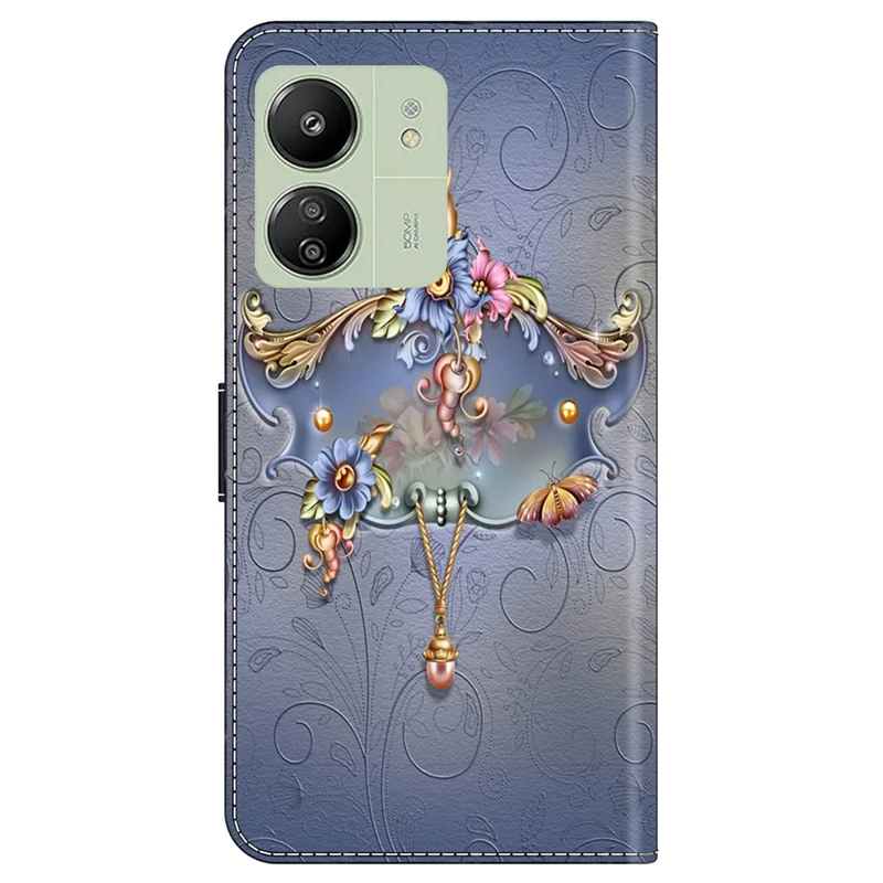 For Xiaomi Redmi 13C 4G / 13C 5G / Poco C65 4G / Poco M6 5G / 13R 5G Case Pattern PU Leather Card / Cash Slots Phone Cover - Carving Flower