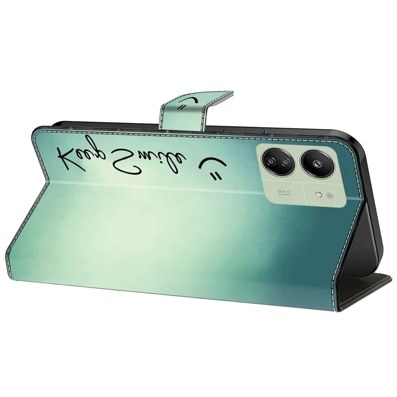 Para Xiaomi Redmi 13C 4G / 13C 5G / Poco C65 4G / Poco M6 5G / 13R 5G Capa Padrão Couro PU com Slots para Cartão/Dinheiro - Mantenha o Sorriso