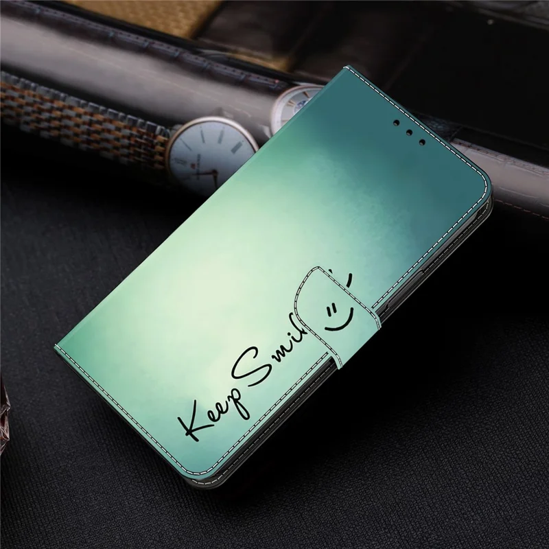 Para Xiaomi Redmi 13C 4G / 13C 5G / Poco C65 4G / Poco M6 5G / 13R 5G Capa Padrão Couro PU com Slots para Cartão/Dinheiro - Mantenha o Sorriso