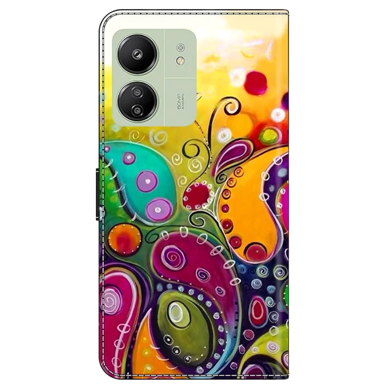 Für Xiaomi Redmi 13C 4G / 13C 5G / Poco C65 4G / Poco M6 5G / 13R 5G Hülle Muster PU-Leder Karten-/Bargeldschlitze Handyhülle - Bunte Blumenranke