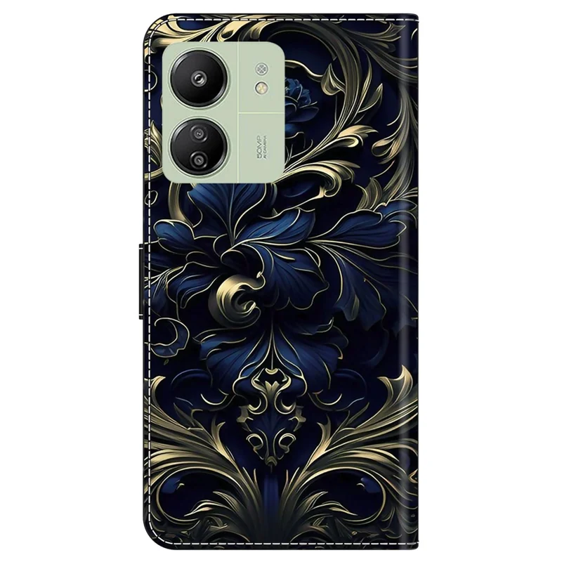 For Xiaomi Redmi 13C 4G / 13C 5G / Poco C65 4G / Poco M6 5G / 13R 5G Case Pattern PU Leather Card / Cash Slots Phone Cover - Blue Flower