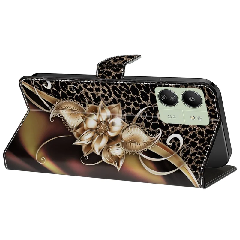 For Xiaomi Redmi 13C 4G / 13C 5G / Poco C65 4G / Poco M6 5G / 13R 5G Case Pattern PU Leather Card / Cash Slots Phone Cover - Metal Flower