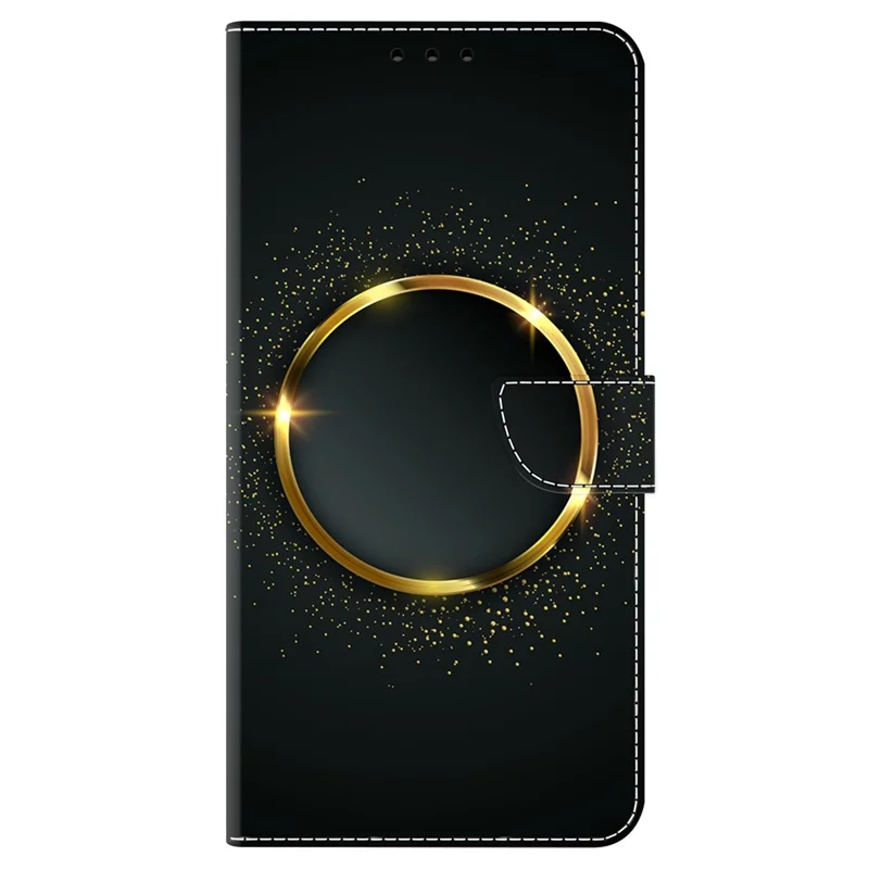 Pour Xiaomi Redmi 13C 4G / 13C 5G / Poco C65 4G / Poco M6 5G / 13R 5G Étui Motif PU Cuir Fentes Carte / Espèces Couvercle Téléphone - Anneau Doré