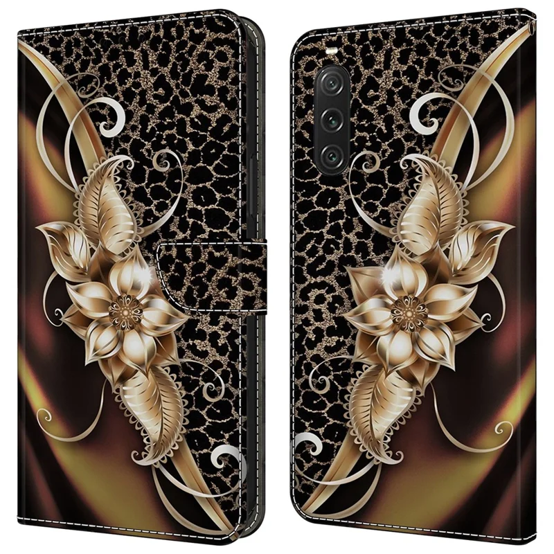 For Sony Xperia 10 V Wallet Phone Case Pattern Printing PU Leather Flip Cover - Metal Flower