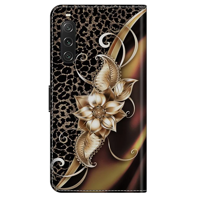 For Sony Xperia 10 V Wallet Phone Case Pattern Printing PU Leather Flip Cover - Metal Flower
