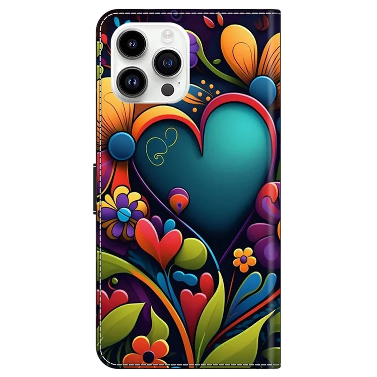 Für iPhone 15 Pro Case Leder Flip Folio Telefon Rückabdeckung mit Geldbörse Stoßfestes Telefon-Shell - Pink Flower