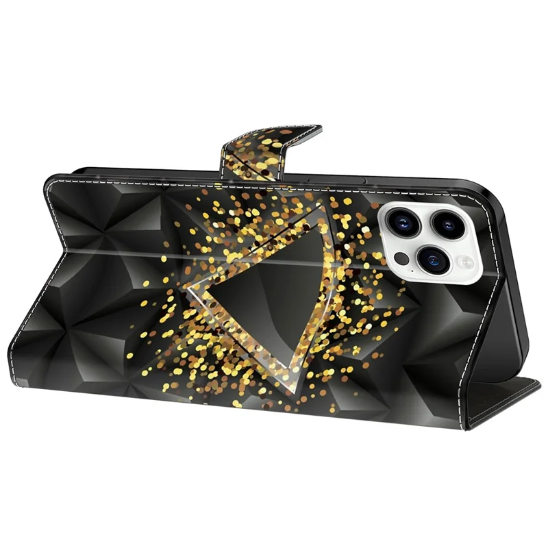 For iPhone 15 Pro Case Leather Flip Folio Phone Back Cover with Wallet Anti-drop Phone Shell  - Rhombus