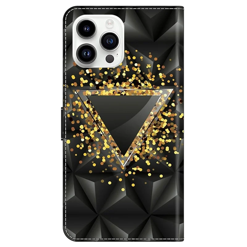 For iPhone 15 Pro Case Leather Flip Folio Phone Back Cover with Wallet Anti-drop Phone Shell  - Rhombus