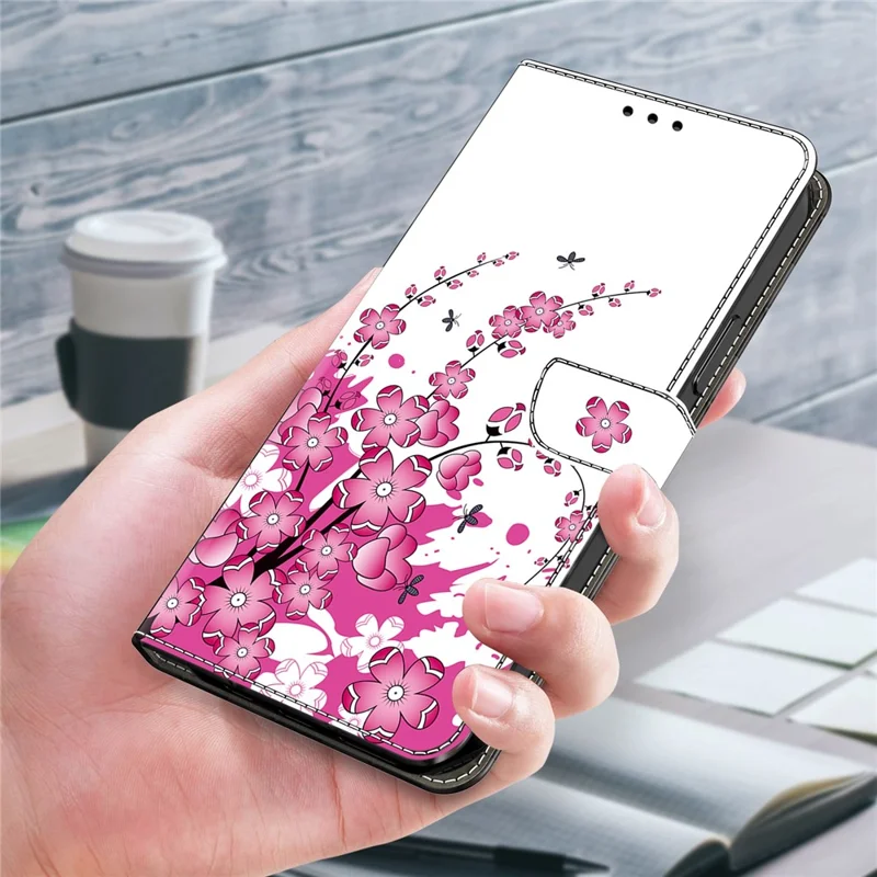 For iPhone 15 Pro Case Leather Flip Folio Phone Back Cover with Wallet Anti-drop Phone Shell - Flower Vine
