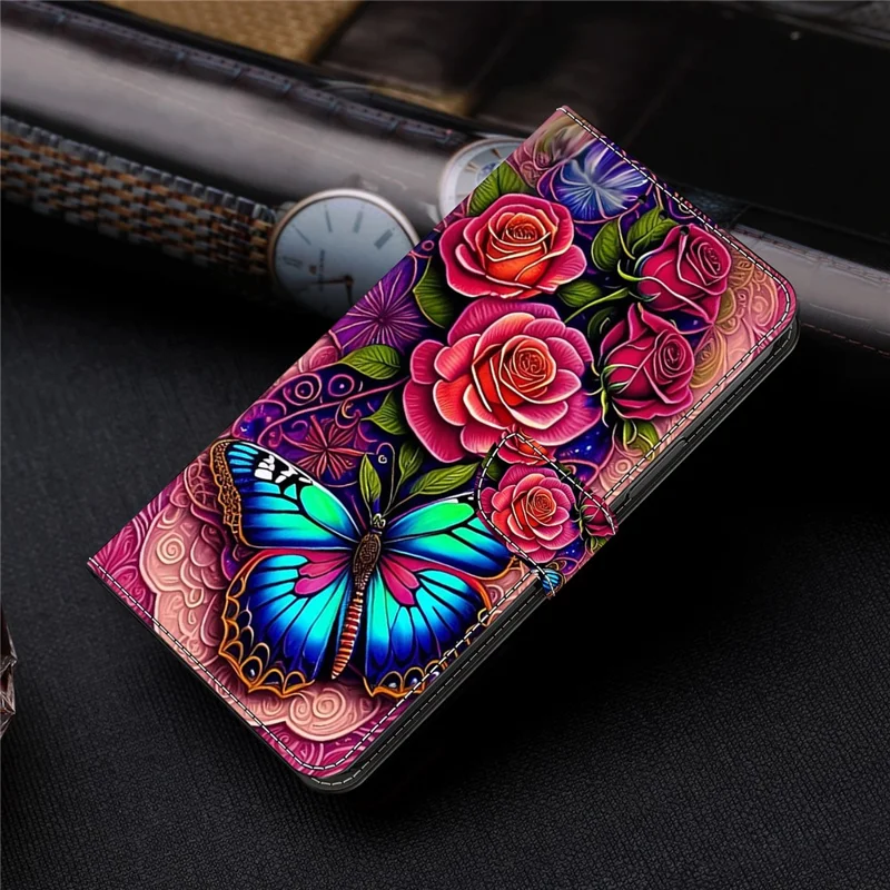 For iPhone 15 Pro Case Leather Flip Folio Phone Back Cover with Wallet Anti-drop Phone Shell - Colorful Butterfly