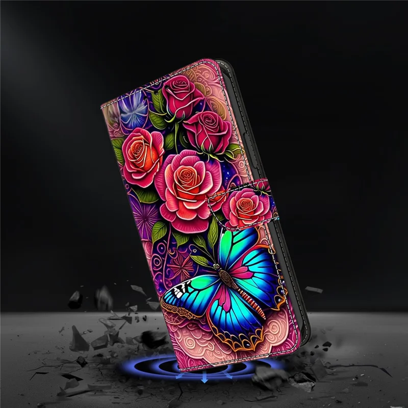 For iPhone 15 Pro Max Case PU Leather Phone Cover Pattern Printing Cell Phone Shell - Colorful Butterfly