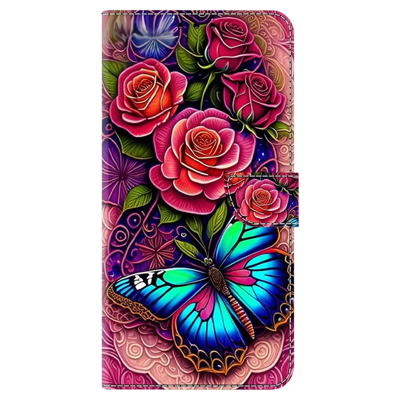 For iPhone 15 Pro Max Case PU Leather Phone Cover Pattern Printing Cell Phone Shell - Colorful Butterfly