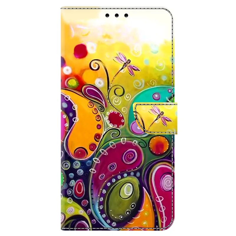 For iPhone 15 Pro Max Case PU Leather Phone Cover Pattern Printing Cell Phone Shell - Colorful Flower Vine