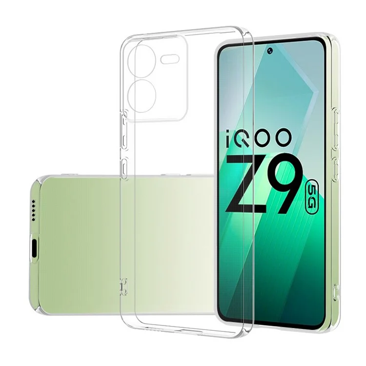Для vivo iQOO Z9 5G Clear Case Soft TPU Precision Lens Cutouts Phone Shell