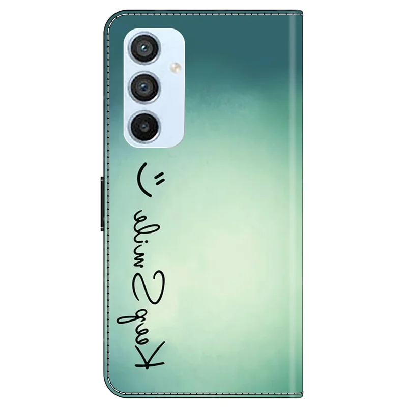Para Samsung Galaxy A54 5G Caso PU Leather Stand Magnetic Clasp Pattern Printing Phone Cover - Keep Smile