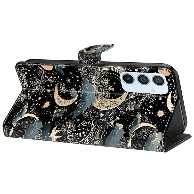 For Samsung Galaxy A54 5G Case PU Leather Stand Magnetic Clasp Pattern Printing Phone Cover - Moon