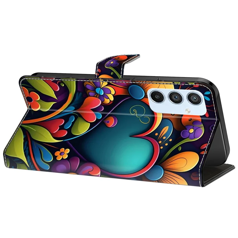 For Samsung Galaxy A54 5G Case PU Leather Stand Magnetic Clasp Pattern Printing Phone Cover - Paint Flower