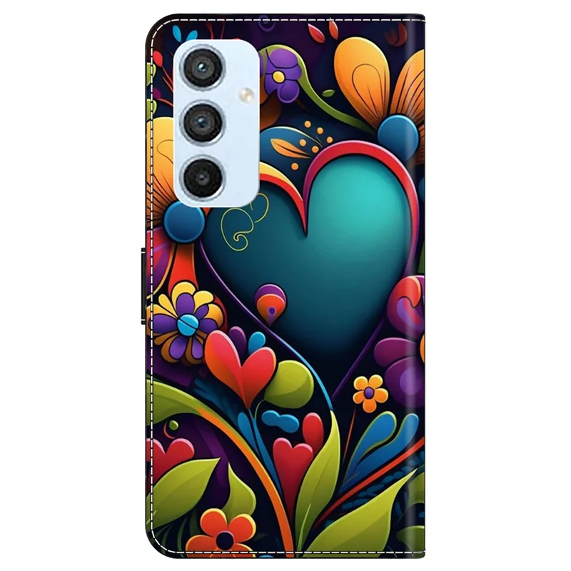 For Samsung Galaxy A54 5G Case PU Leather Stand Magnetic Clasp Pattern Printing Phone Cover - Paint Flower