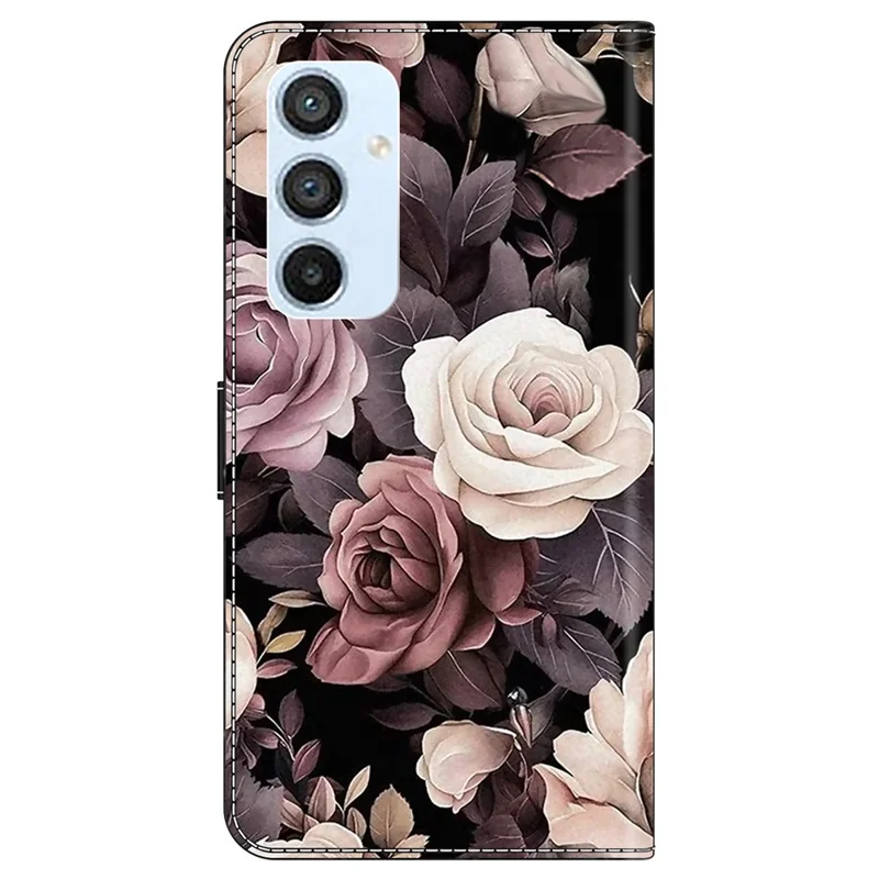 Для Samsung Galaxy A54 5G Case PU Кожаный Стенд Магнитная Застежка Шаблон Печать Телефон Чехол - Роза