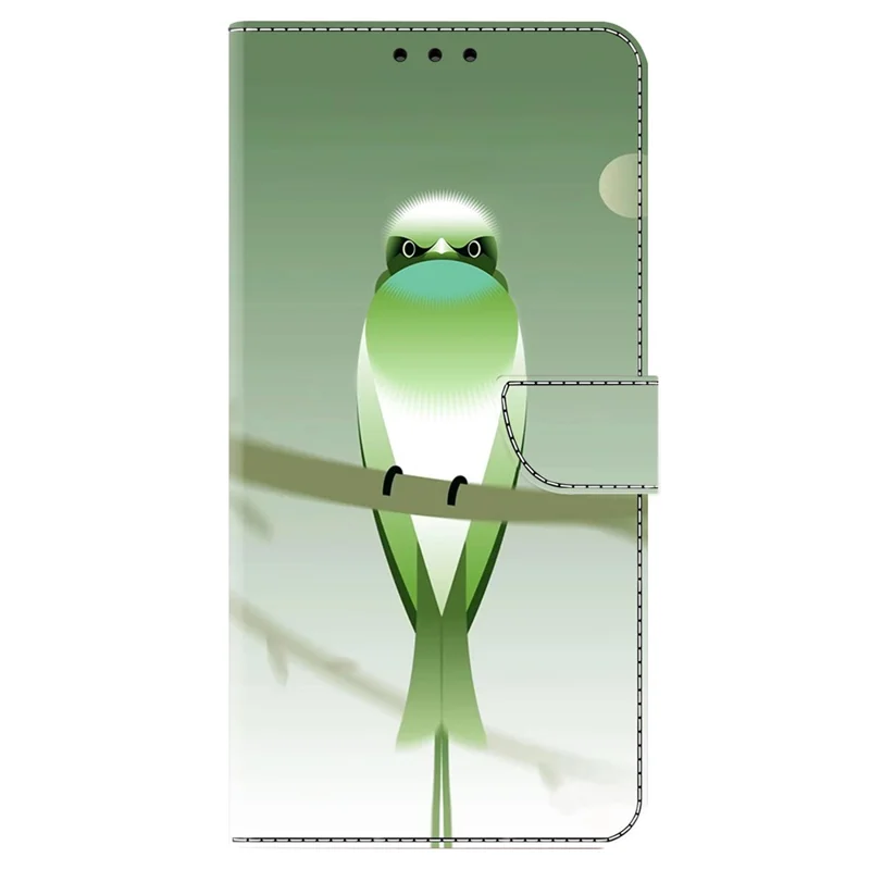 For Samsung Galaxy A54 5G Case PU Leather Stand Magnetic Clasp Pattern Printing Phone Cover - Green Bird
