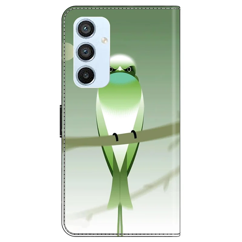 For Samsung Galaxy A54 5G Case PU Leather Stand Magnetic Clasp Pattern Printing Phone Cover - Green Bird