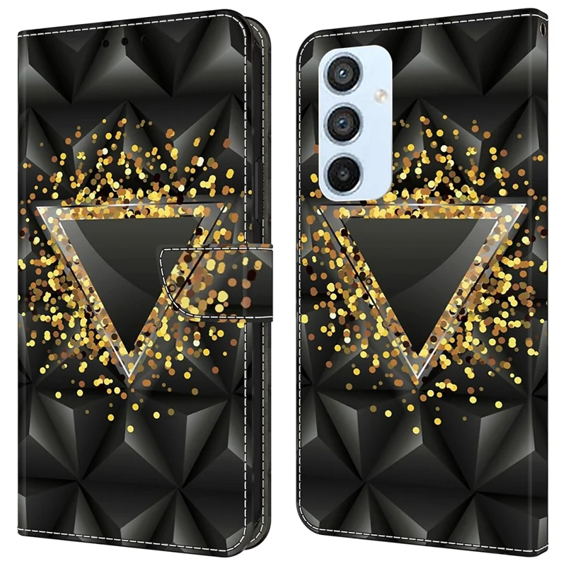For Samsung Galaxy A54 5G Case PU Leather Stand Magnetic Clasp Pattern Printing Phone Cover - Rhombus